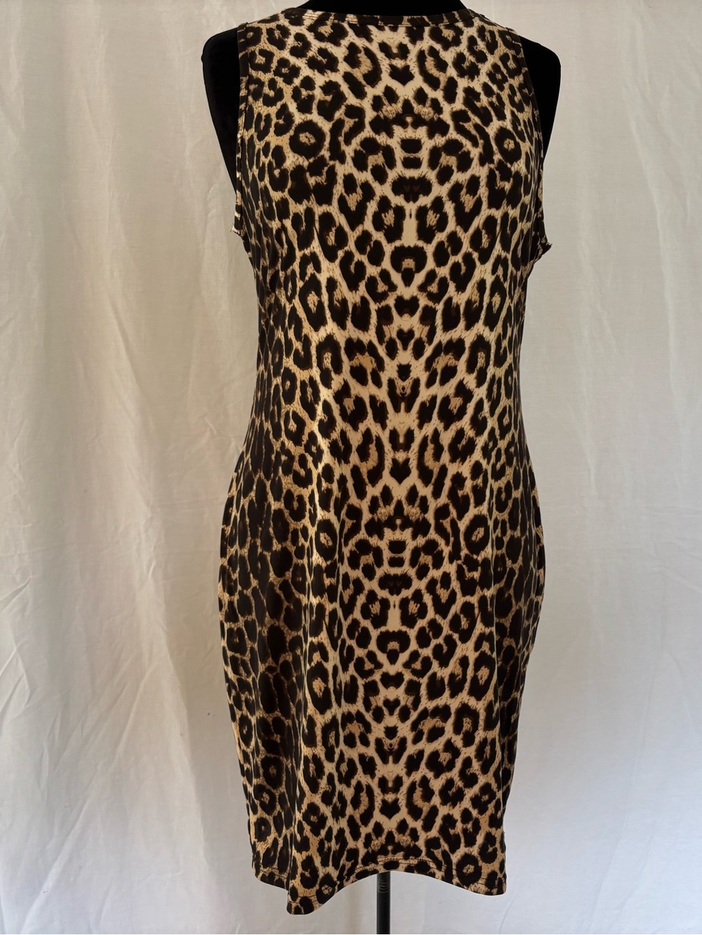 Mob Wife Leopard Print Bodycon Sheath Dress Y2K Glam Animal Print XL
